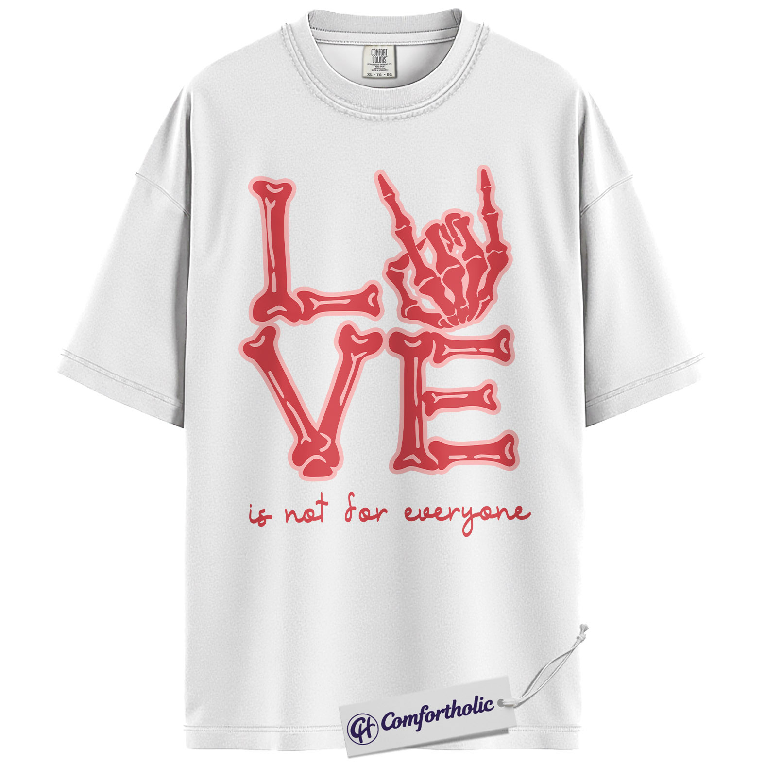 Gothic Valentine Shirt, Skeleton Hand Bone Letter Graphic Tee, Anti Valentine Dark Love T-Shirt, Gift for Goth Couples & Rock Music Lovers, Comfort Colors Shirt - Image 2