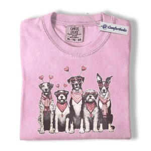 Dog Valentine Shirt, Cute Bully Dogs Hearts Graphic Tee, Dog Mom Valentine’s Day T-Shirt, Gift for Pet Lovers, Comfort Colors Shirt