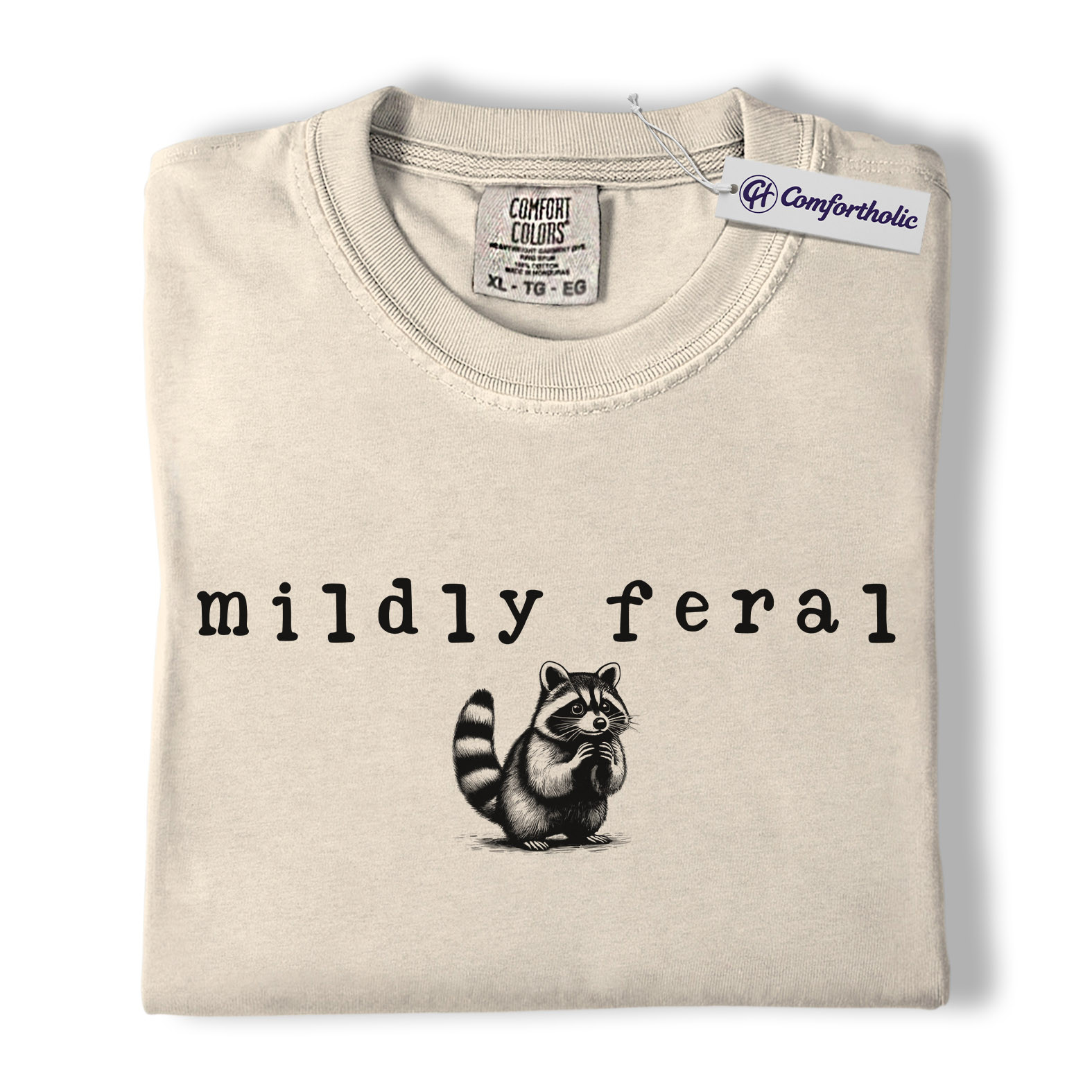 Mildly Feral Raccoon Shirt, Cute Funny Woodland Animal Graphic Tee, Sarcastic Introvert Raccoon T-Shirt, Gift for Raccoon Lovers & Nature Fans, Comfort Colors Shirt