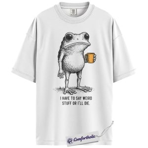 Alternative view of Funny Frog Coffee Shirt, Vintage Meme Graphic Tee, Weird Humor Introvert T-Shirt, Gift for Coffee Lovers & Sarcastic Friends, Comfort Colors Shirt