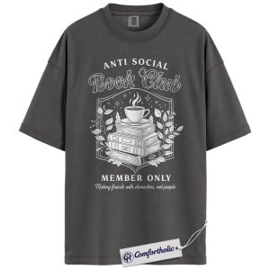 Anti Social Book Club Shirt, Vintage Book Stack Graphic Tee, Introvert Bookworm T-Shirt, Gift for Readers & Book Lovers, Comfort Colors Shirt