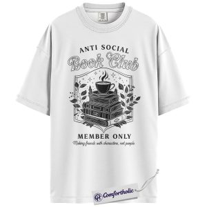 Alternative view of Anti Social Book Club Shirt, Vintage Book Stack Graphic Tee, Introvert Bookworm T-Shirt, Gift for Readers & Book Lovers, Comfort Colors Shirt