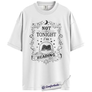 Alternative view of Not Tonight I’m Reading Shirt, Vintage Bookish Quote Graphic Tee, Introvert Book Lover T-Shirt, Gift for Readers & Bookworms, Comfort Colors Shirt