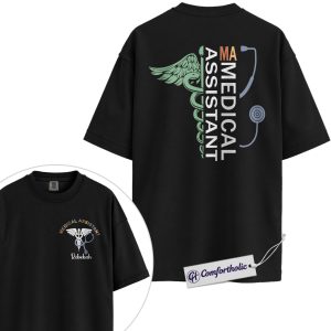 Personalized Medical Assistant Shirt, Custom Name Caduceus Graphic Tee, MA Graduation T-Shirt, Gift for Medical Assistants, Comfort Colors Shirt