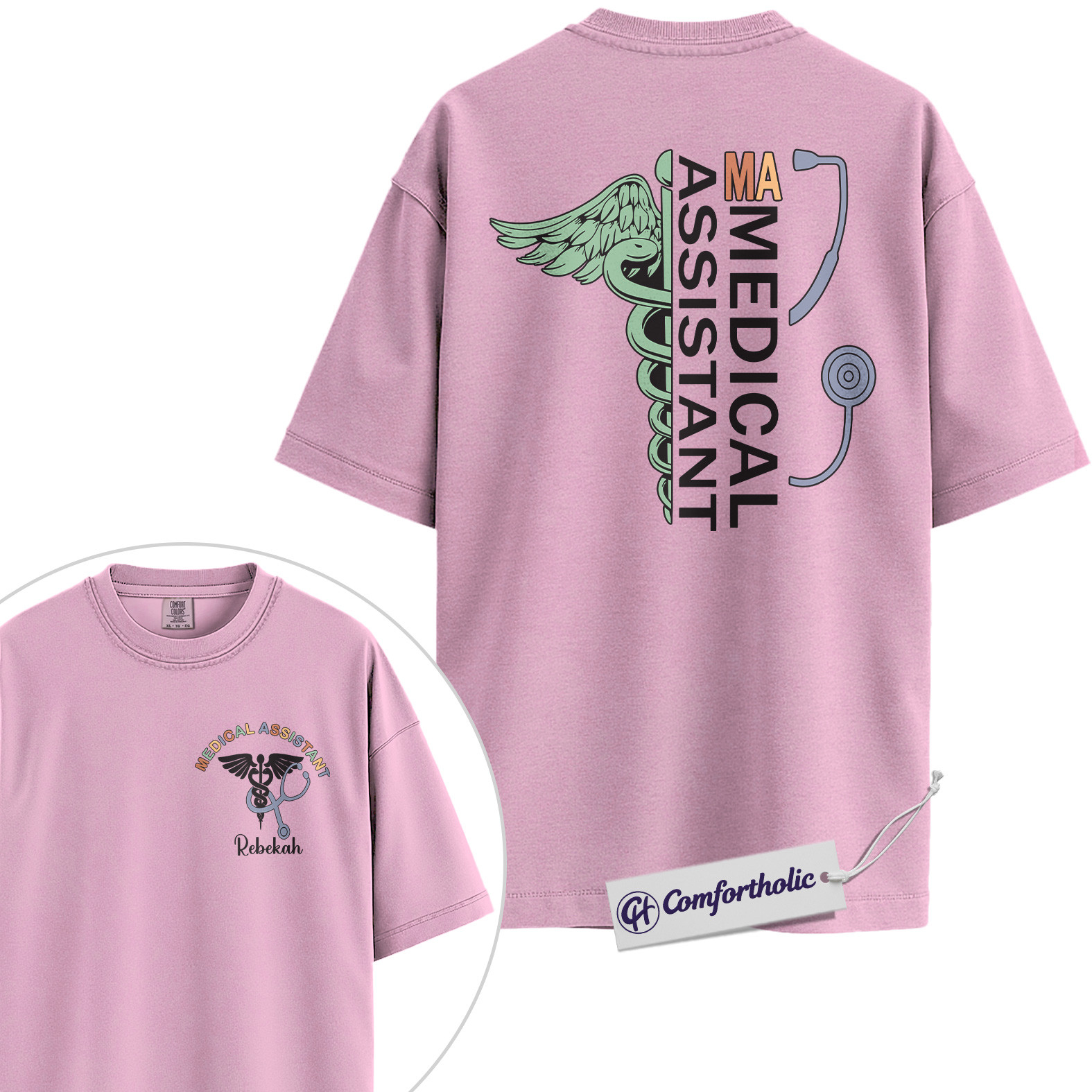 Personalized Medical Assistant Shirt, Custom Name Caduceus Graphic Tee, MA Graduation T-Shirt, Gift for Medical Assistants, Comfort Colors Shirt - Image 8