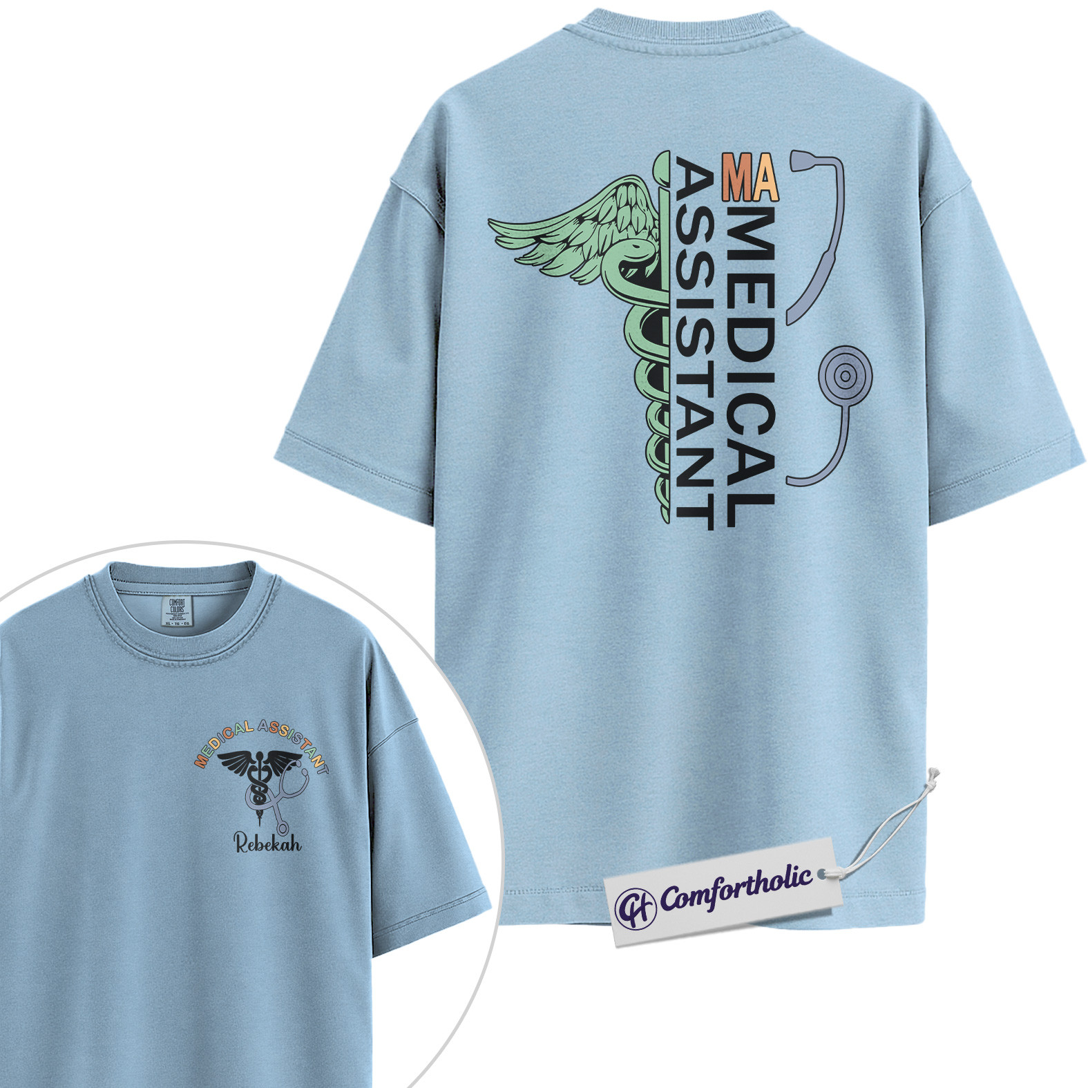 Personalized Medical Assistant Shirt, Custom Name Caduceus Graphic Tee, MA Graduation T-Shirt, Gift for Medical Assistants, Comfort Colors Shirt - Image 14