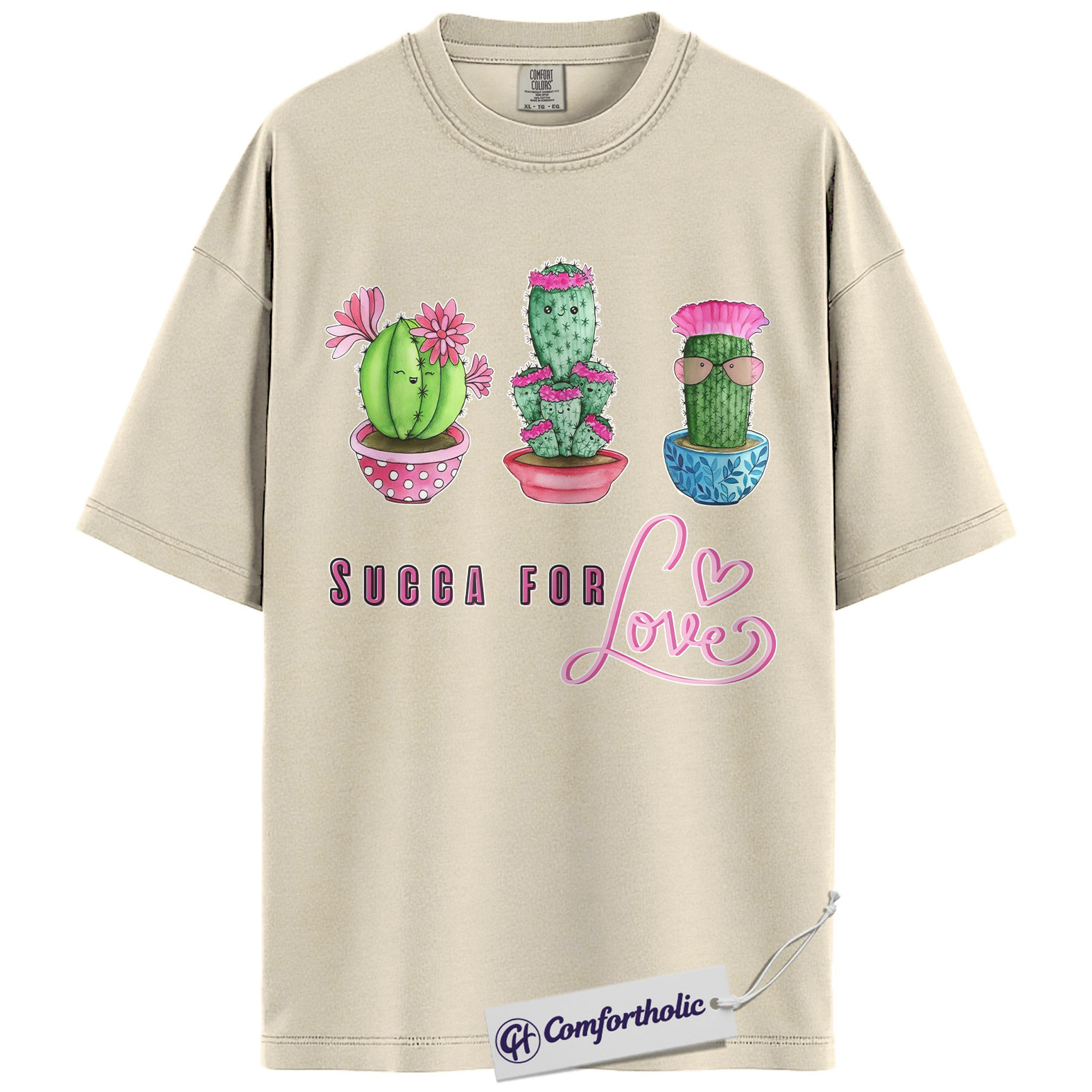 Succa For Love Shirt, Funny Cactus Pun Graphic Tee, Succulent Lover Valentines Day T-Shirt, Valentine Gift for Plant Moms, Comfort Colors Shirt - Image 5