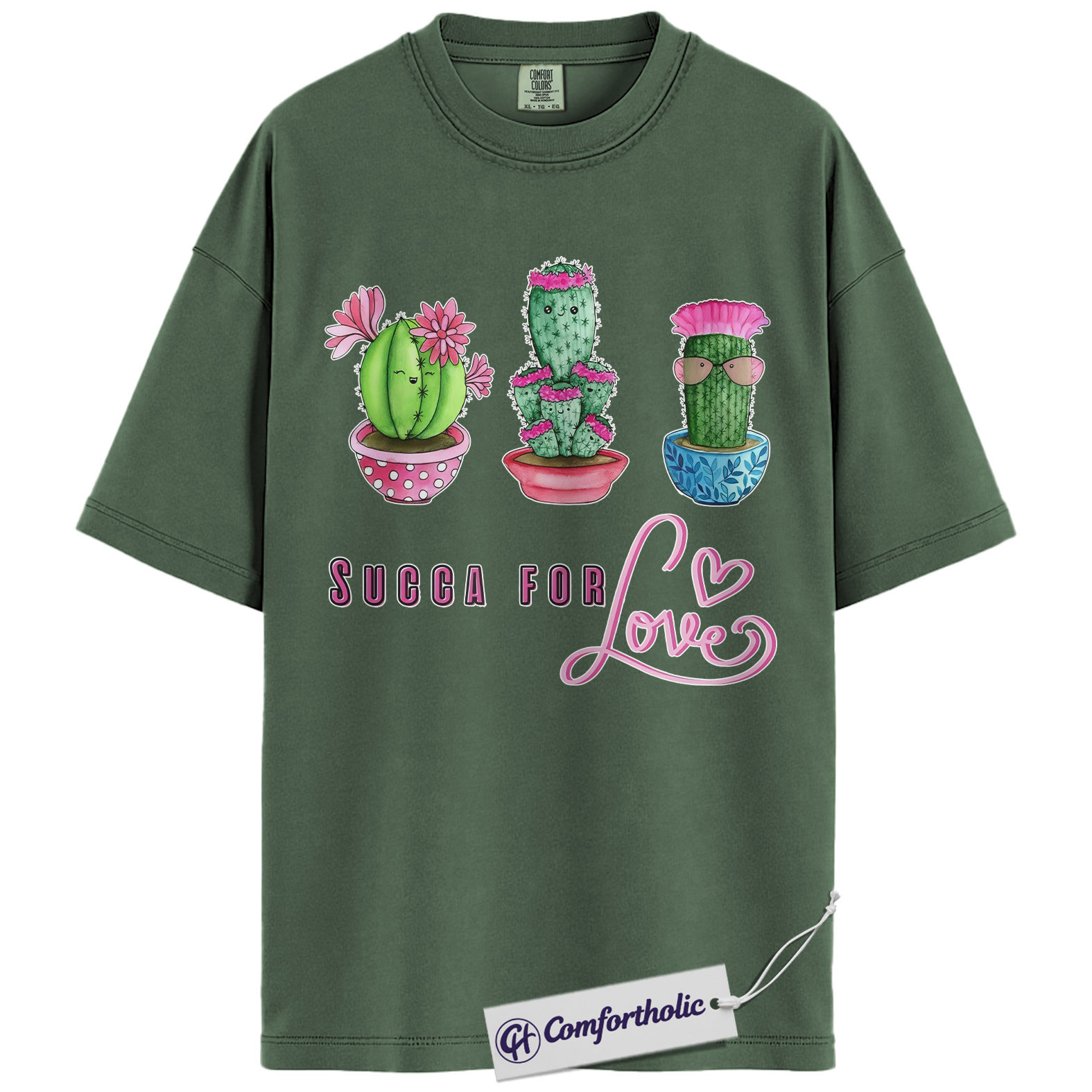Succa For Love Shirt, Funny Cactus Pun Graphic Tee, Succulent Lover Valentines Day T-Shirt, Valentine Gift for Plant Moms, Comfort Colors Shirt - Image 6