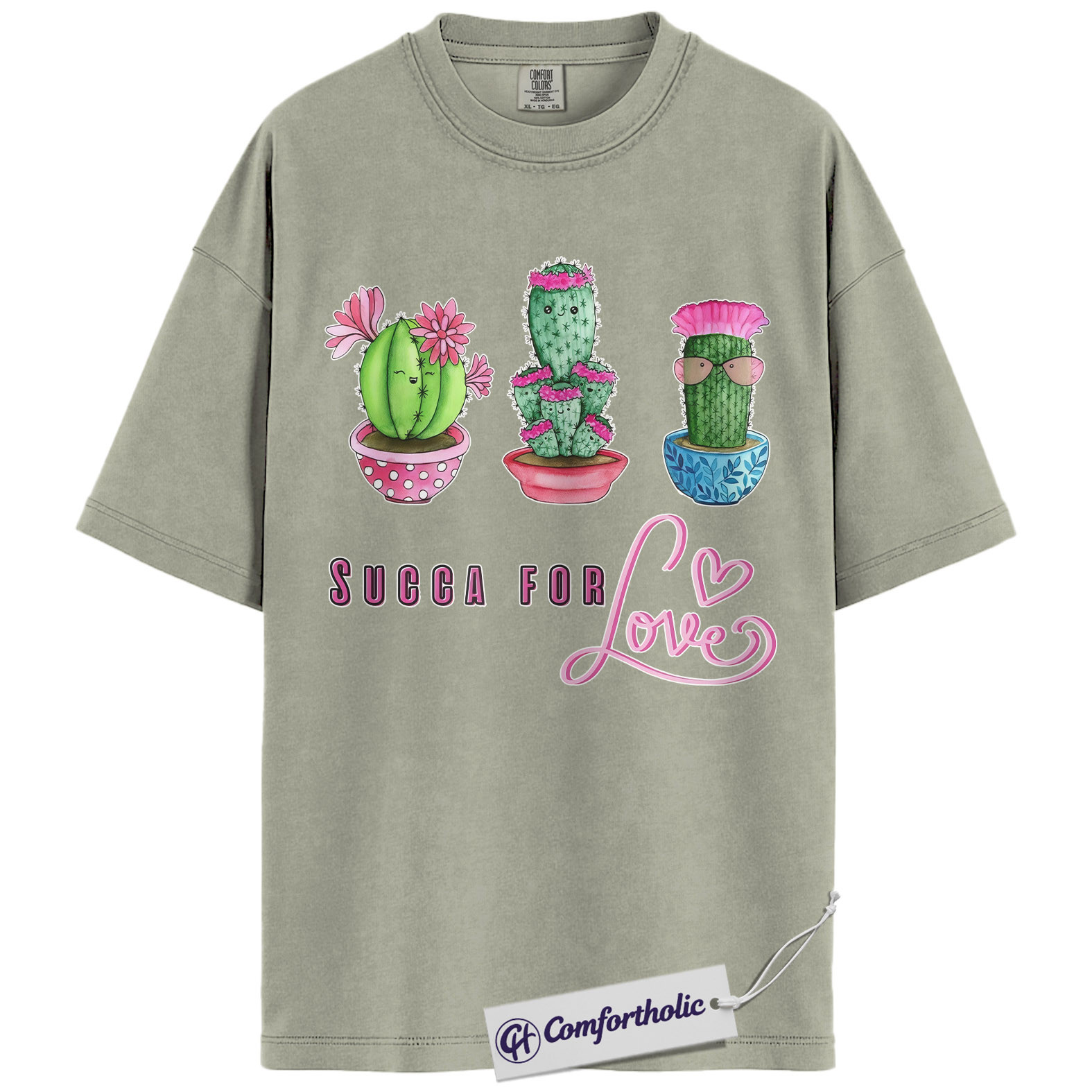 Succa For Love Shirt, Funny Cactus Pun Graphic Tee, Succulent Lover Valentines Day T-Shirt, Valentine Gift for Plant Moms, Comfort Colors Shirt - Image 7