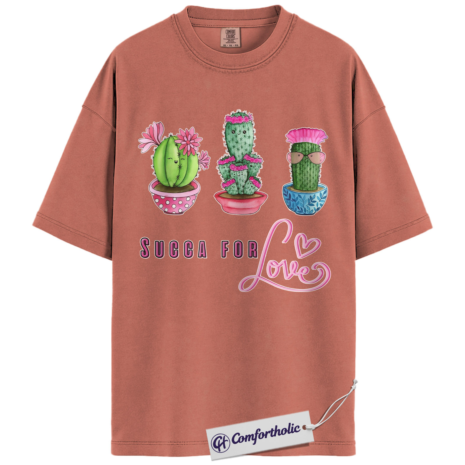Succa For Love Shirt, Funny Cactus Pun Graphic Tee, Succulent Lover Valentines Day T-Shirt, Valentine Gift for Plant Moms, Comfort Colors Shirt - Image 8