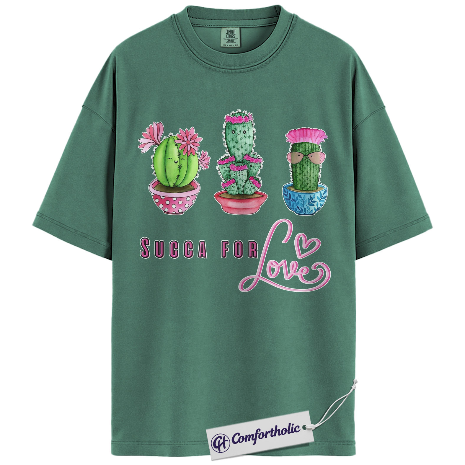 Succa For Love Shirt, Funny Cactus Pun Graphic Tee, Succulent Lover Valentines Day T-Shirt, Valentine Gift for Plant Moms, Comfort Colors Shirt - Image 10