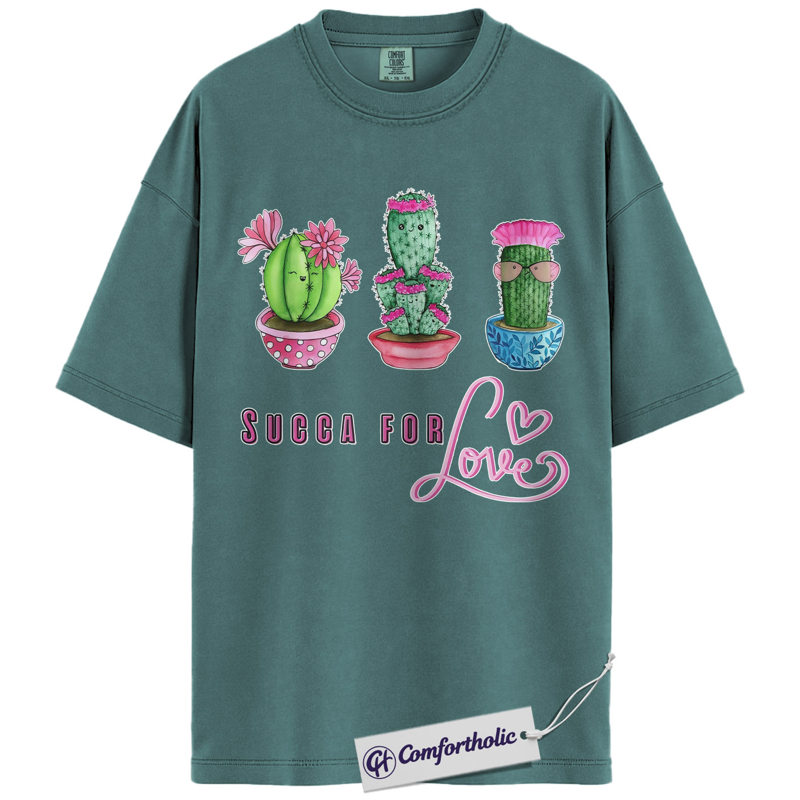 Succa For Love Shirt, Funny Cactus Pun Graphic Tee, Succulent Lover Valentines Day T-Shirt, Valentine Gift for Plant Moms, Comfort Colors Shirt - Image 11