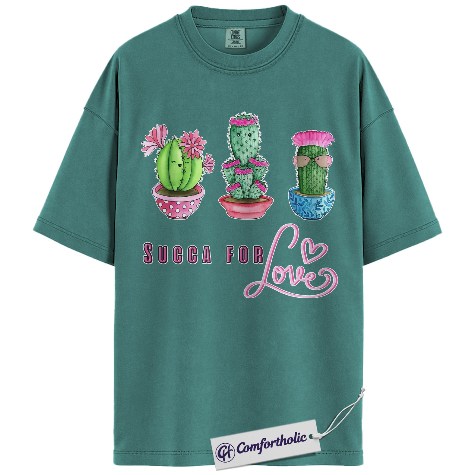 Succa For Love Shirt, Funny Cactus Pun Graphic Tee, Succulent Lover Valentines Day T-Shirt, Valentine Gift for Plant Moms, Comfort Colors Shirt - Image 13