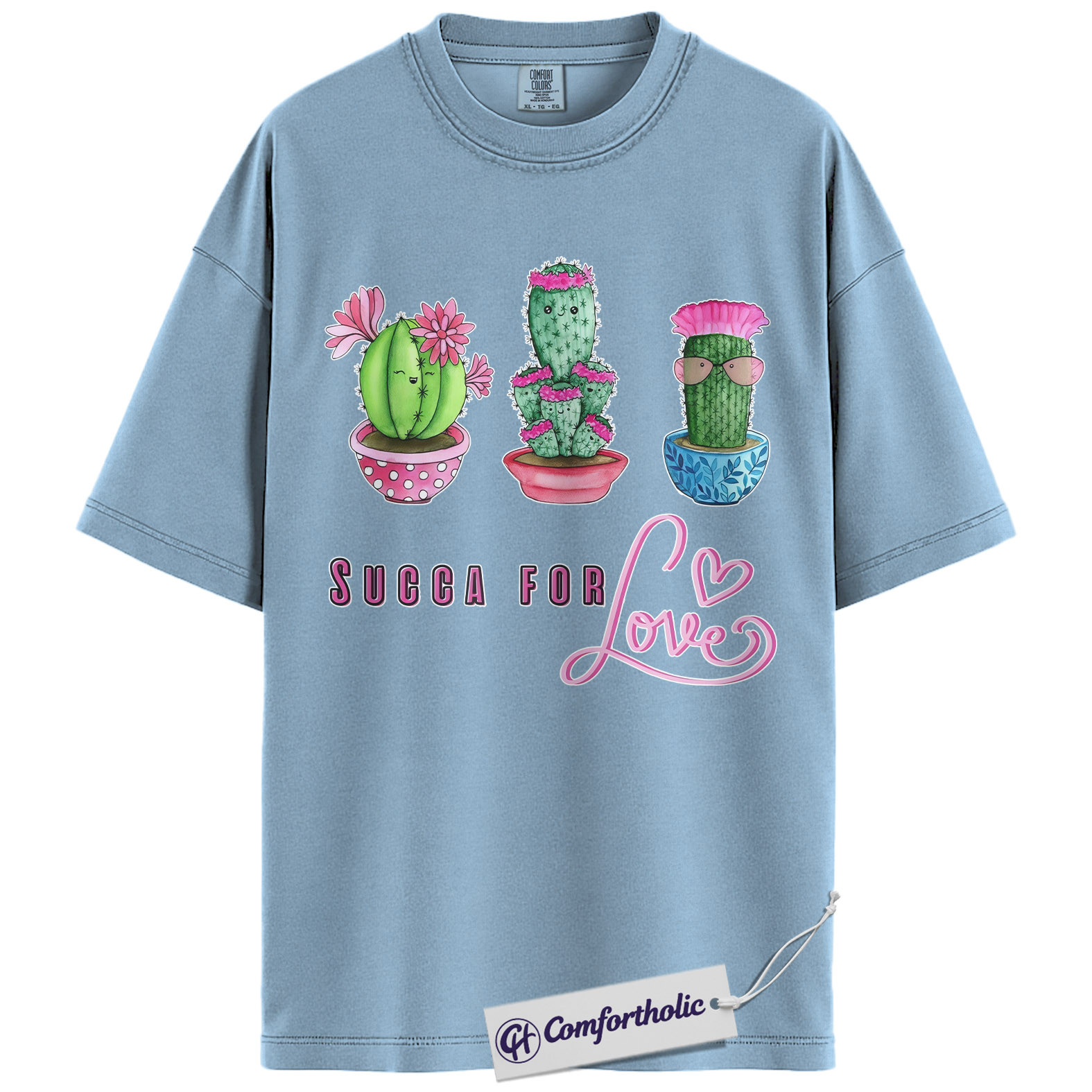 Succa For Love Shirt, Funny Cactus Pun Graphic Tee, Succulent Lover Valentines Day T-Shirt, Valentine Gift for Plant Moms, Comfort Colors Shirt - Image 14