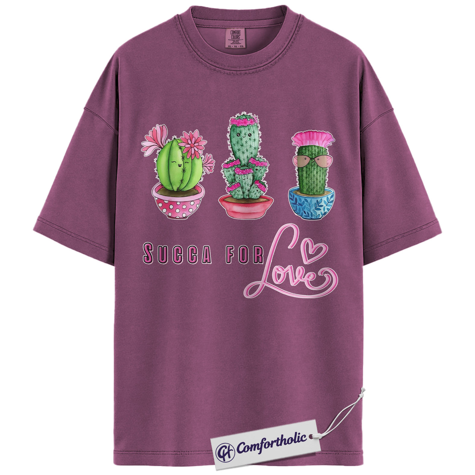 Succa For Love Shirt, Funny Cactus Pun Graphic Tee, Succulent Lover Valentines Day T-Shirt, Valentine Gift for Plant Moms, Comfort Colors Shirt - Image 15