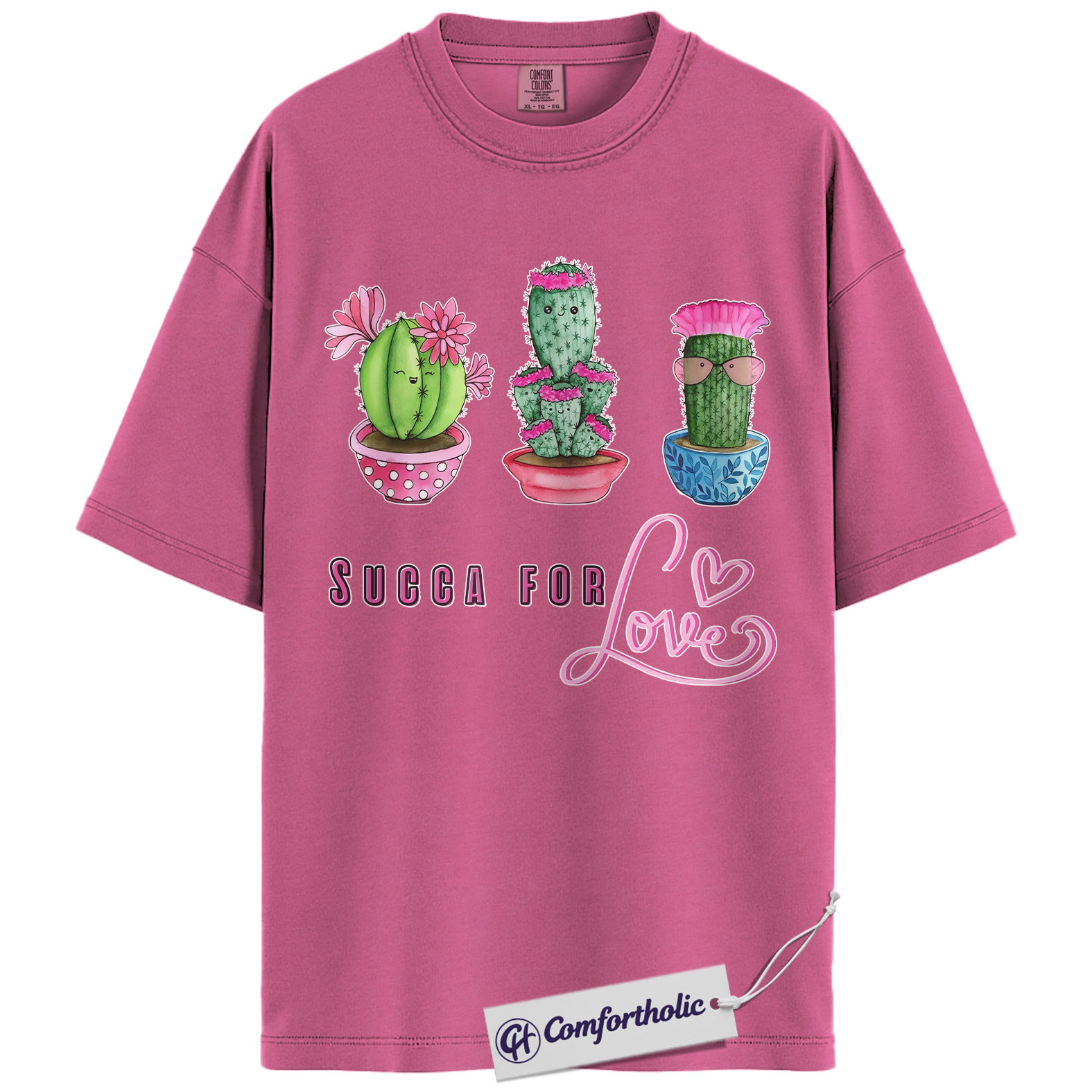 Succa For Love Shirt, Funny Cactus Pun Graphic Tee, Succulent Lover Valentines Day T-Shirt, Valentine Gift for Plant Moms, Comfort Colors Shirt - Image 16