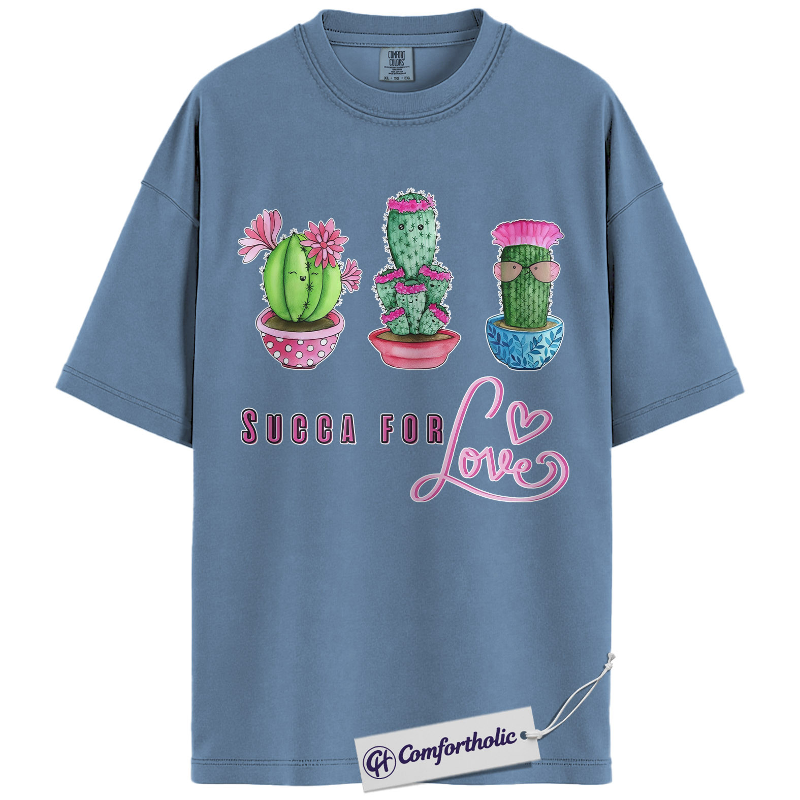 Succa For Love Shirt, Funny Cactus Pun Graphic Tee, Succulent Lover Valentines Day T-Shirt, Valentine Gift for Plant Moms, Comfort Colors Shirt - Image 17