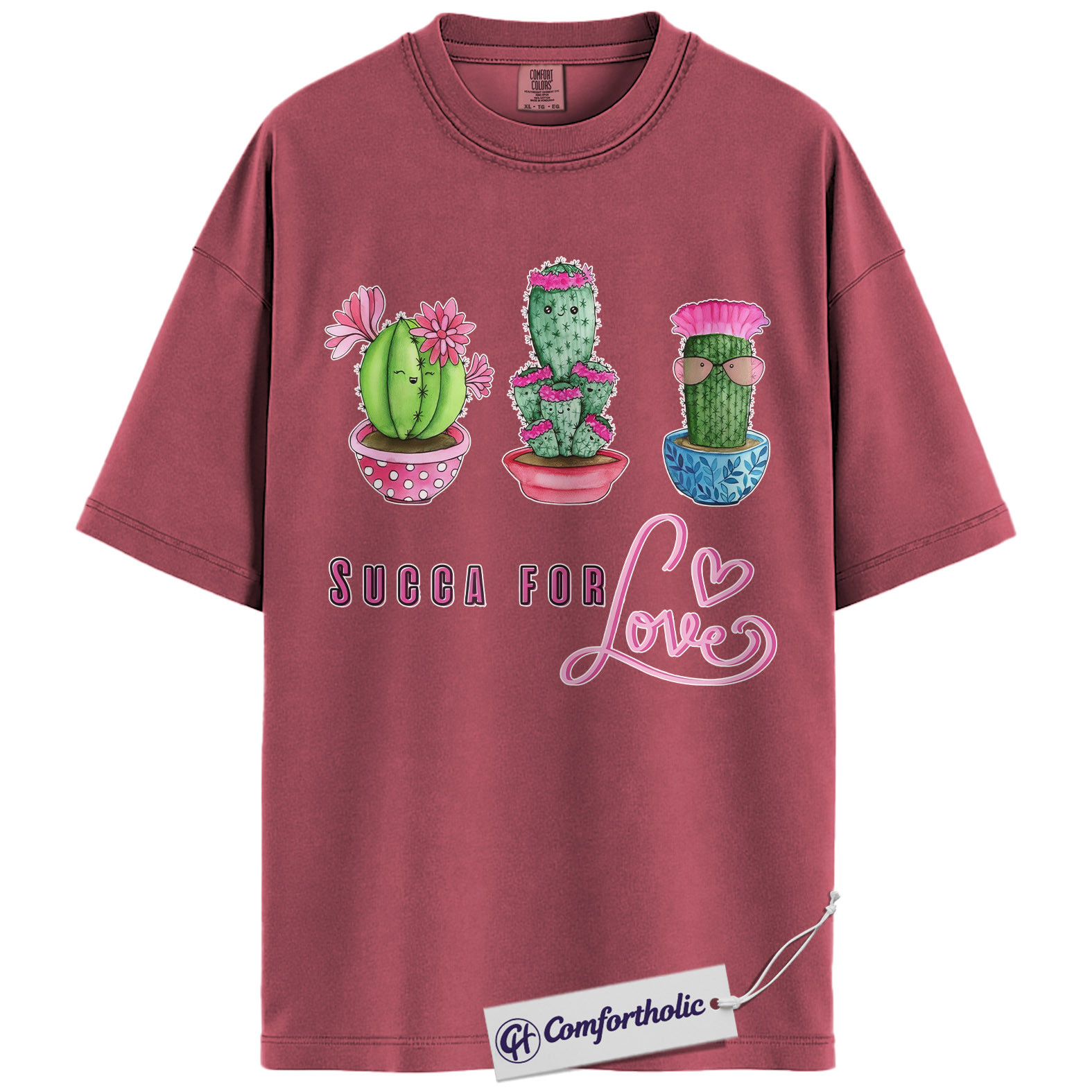 Succa For Love Shirt, Funny Cactus Pun Graphic Tee, Succulent Lover Valentines Day T-Shirt, Valentine Gift for Plant Moms, Comfort Colors Shirt - Image 18