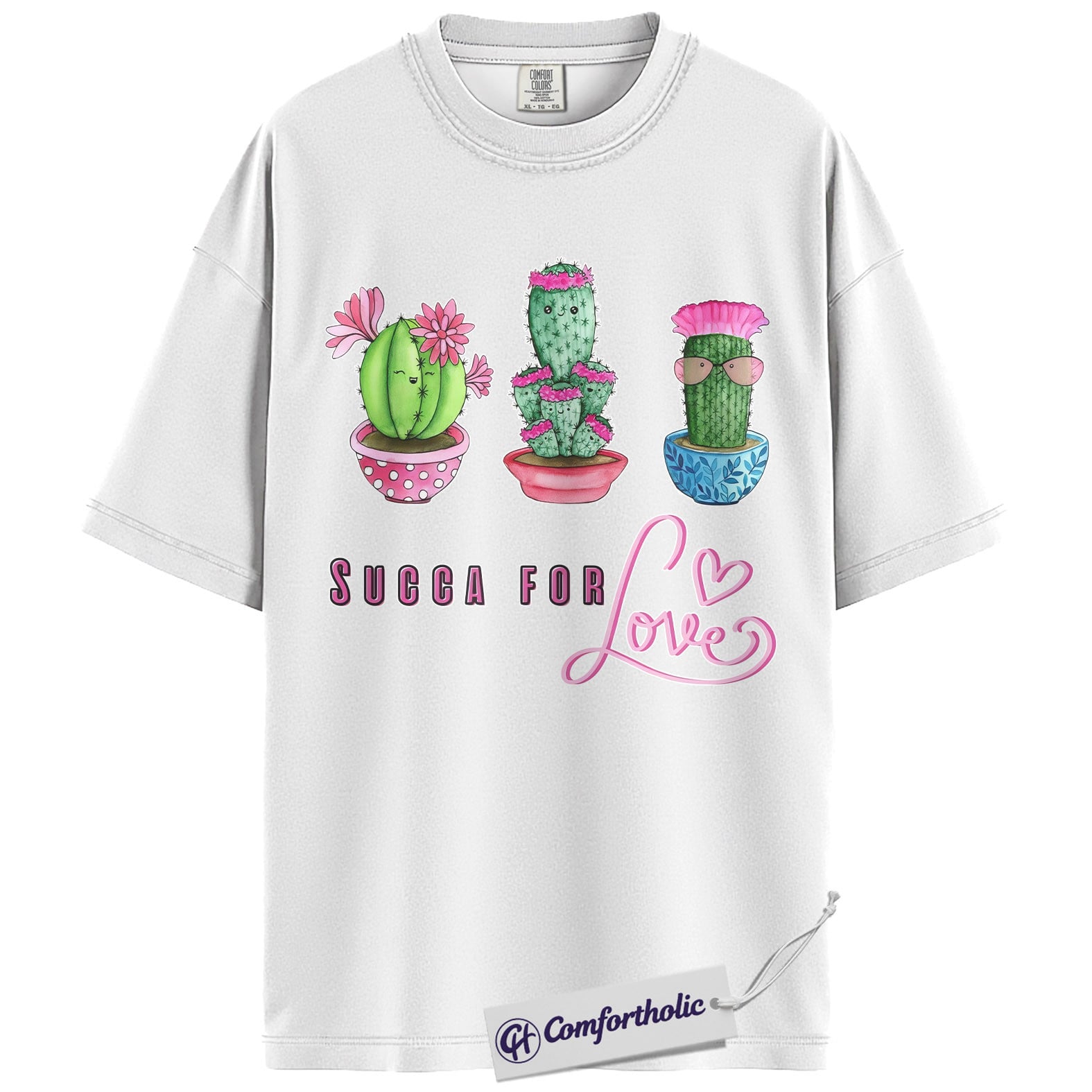 Succa For Love Shirt, Funny Cactus Pun Graphic Tee, Succulent Lover Valentines Day T-Shirt, Valentine Gift for Plant Moms, Comfort Colors Shirt - Image 2