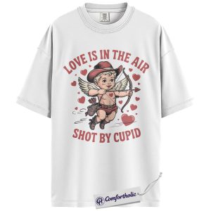 Alternative view of Love Is In The Air Shirt, Cute Cowboy Cupid Western Graphic Tee, Funny Valentine’s Day T-Shirt, Gift for Couples & Country Lovers, Comfort Colors Shirt