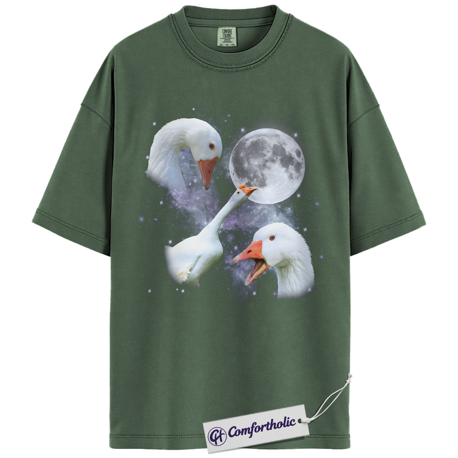 Goose Moon Shirt, Cosmic Bird Graphic Tee, Goose Lover T-Shirt, Gift for Farm Animal Lovers & Bird Moms, Comfort Colors Shirt - Image 5