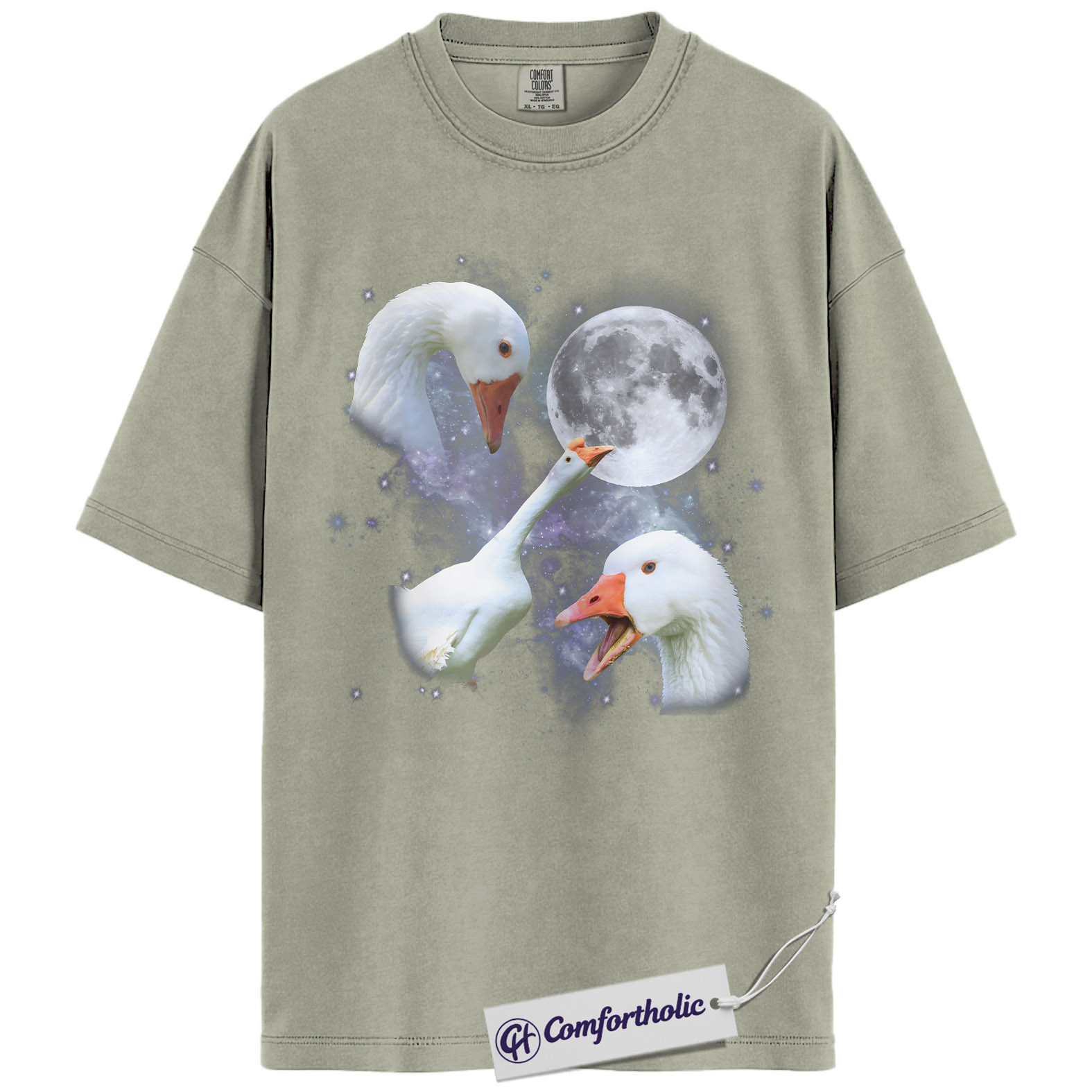 Goose Moon Shirt, Cosmic Bird Graphic Tee, Goose Lover T-Shirt, Gift for Farm Animal Lovers & Bird Moms, Comfort Colors Shirt - Image 6