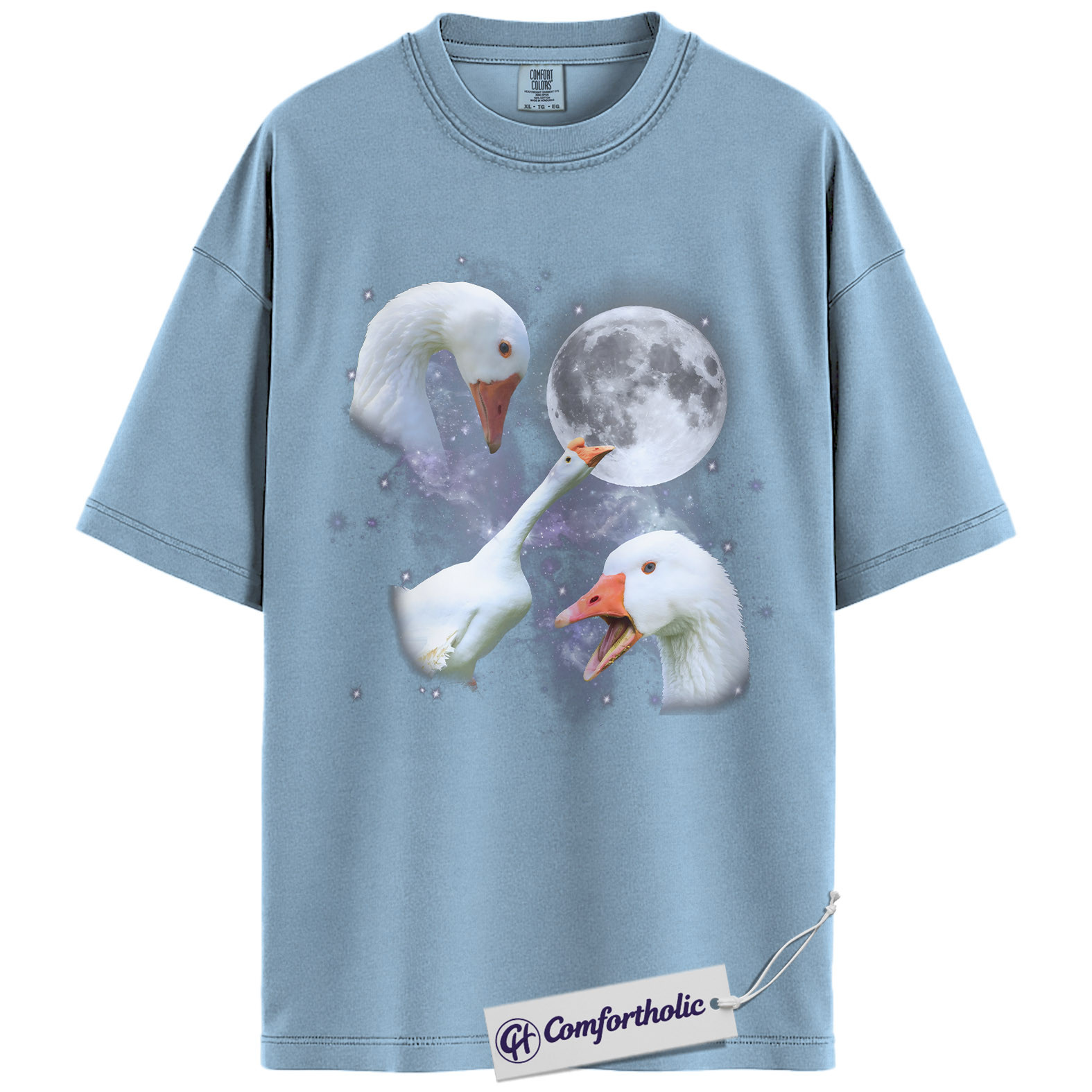 Goose Moon Shirt, Cosmic Bird Graphic Tee, Goose Lover T-Shirt, Gift for Farm Animal Lovers & Bird Moms, Comfort Colors Shirt - Image 14