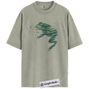 Frog Pond Shirt, Vintage Minimalist Graphic Tee, Animal Lover T-Shirt, Gift for Frog Lovers, Comfort Colors Shirt