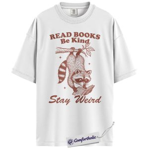 Alternative view of Read Books Be Kind Shirt, Vintage Raccoon Reading Graphic Tee, Book Lover Librarian T-Shirt, Funny Gift for Readers & Teachers, Comfort Colors Shirt