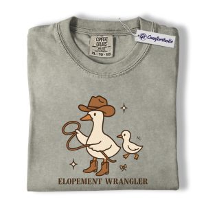 Elopement Wrangler Shirt, Funny Cowboy Goose Wedding Graphic Tee, Western Animal Humor T-Shirt, Bride & Wedding Planner Gift, Comfort Colors Shirt