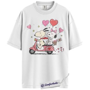 Alternative view of Snoopy Shirt, Peanuts Shirt, Valentine's Day Shirt, Animated Graphic Tee, Comfort Colors Shirt