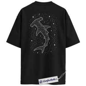 Alternative view of Hammerhead Shark Shirt, Celestial Ocean Lover Graphic Tee, Beach Wildlife T-Shirt, Summer Vacation Gift for Sea Animal Fans, Comfort Colors Shirt