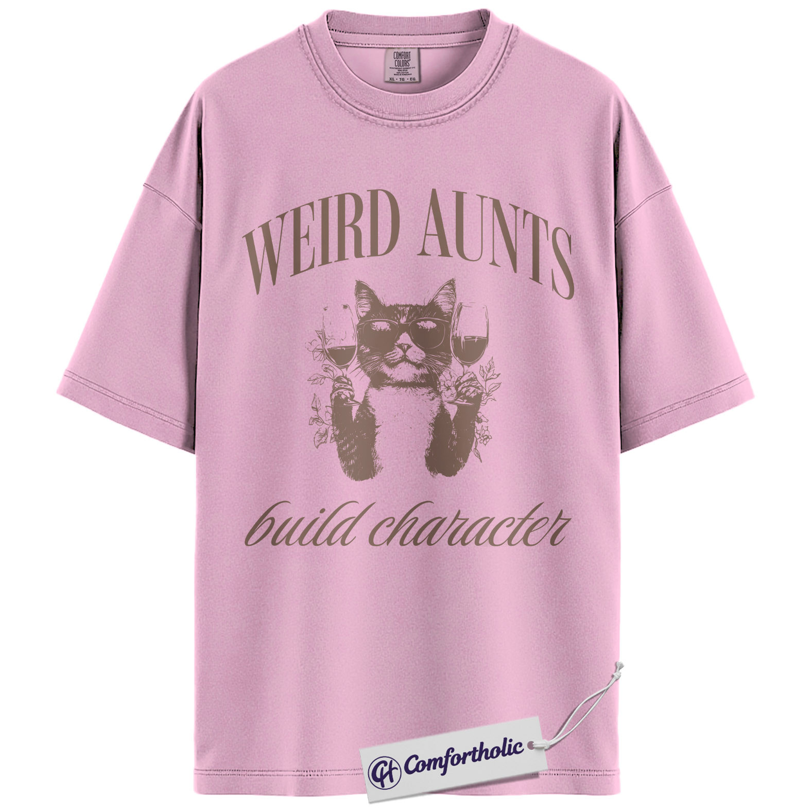 Weird Aunts Shirt, Funny Aunt Humor Graphic Tee, Cat & Wine Lover T-Shirt, Quirky Gift for Aunts, Comfort Colors Shirt - Image 8