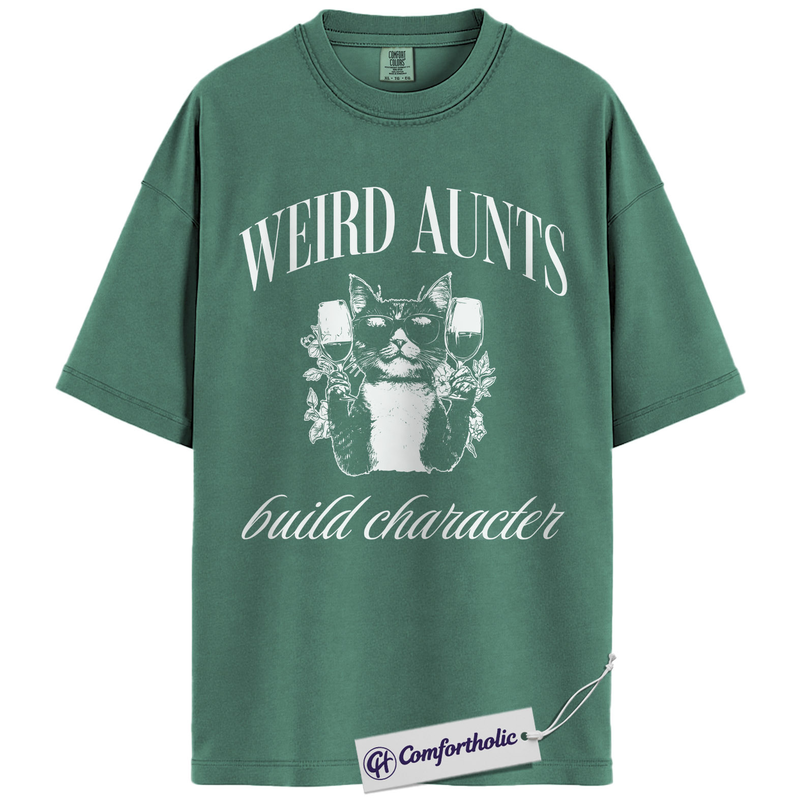 Weird Aunts Shirt, Funny Aunt Humor Graphic Tee, Cat & Wine Lover T-Shirt, Quirky Gift for Aunts, Comfort Colors Shirt - Image 10