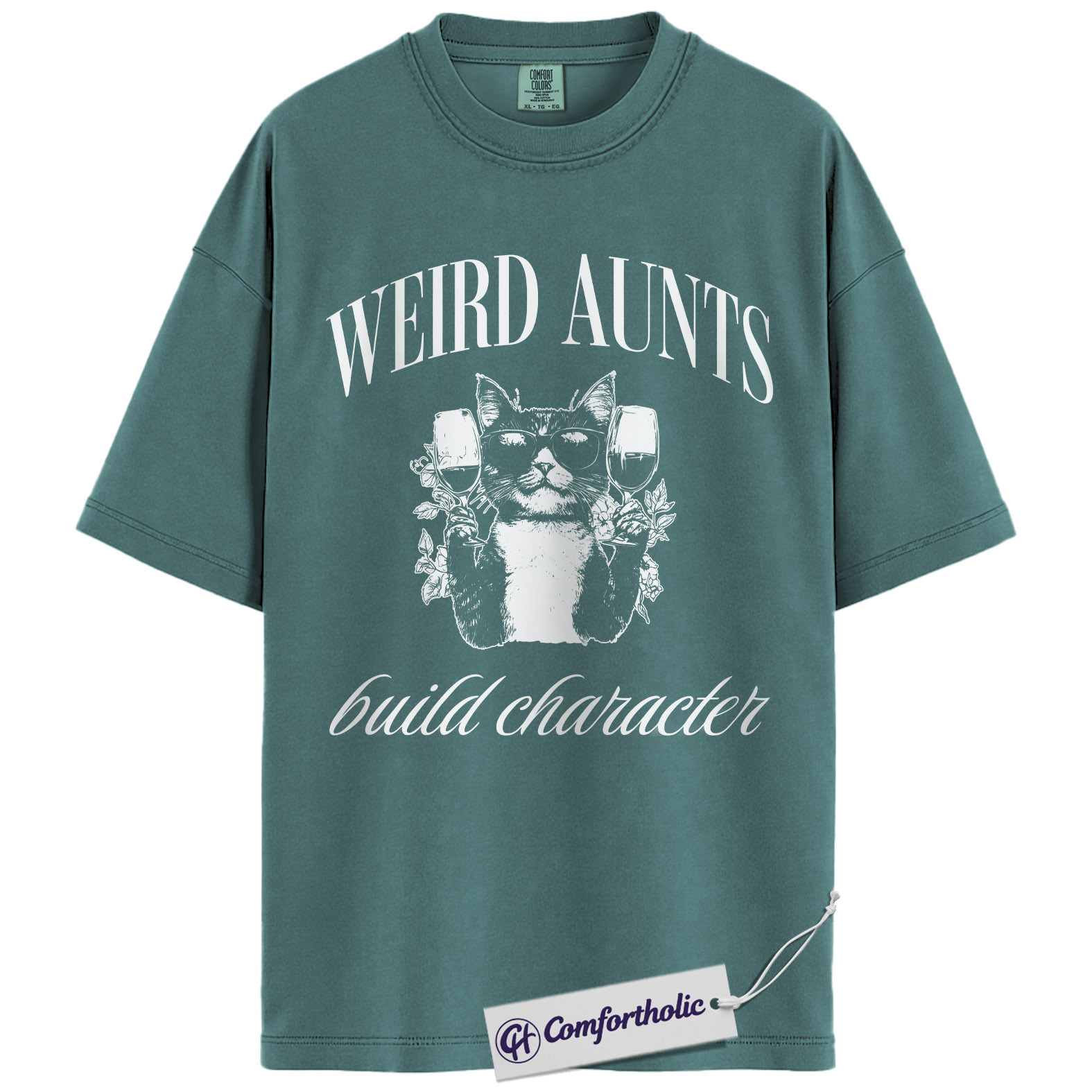 Weird Aunts Shirt, Funny Aunt Humor Graphic Tee, Cat & Wine Lover T-Shirt, Quirky Gift for Aunts, Comfort Colors Shirt - Image 11