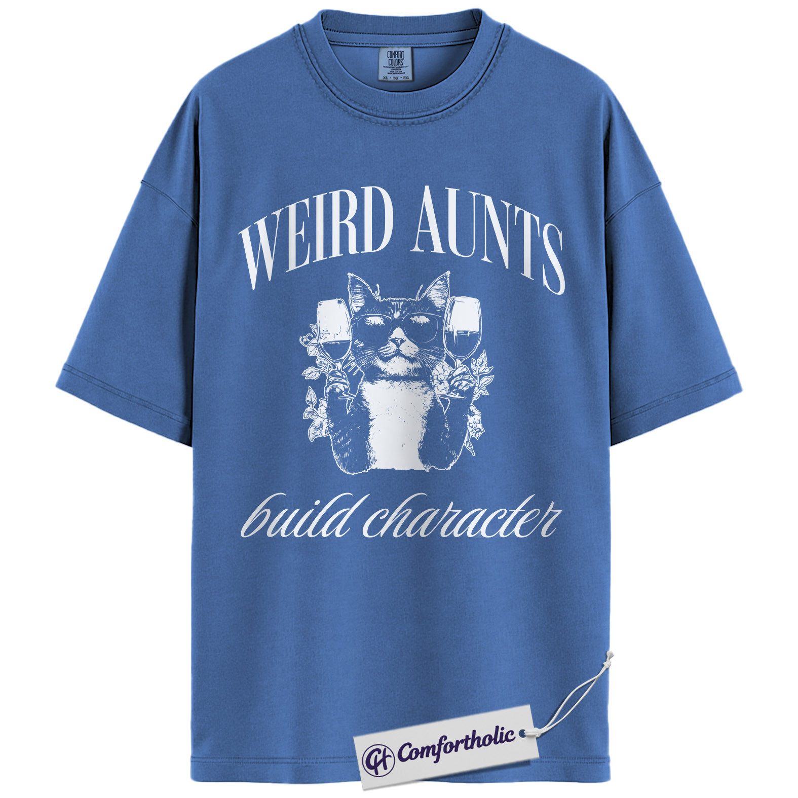 Weird Aunts Shirt, Funny Aunt Humor Graphic Tee, Cat & Wine Lover T-Shirt, Quirky Gift for Aunts, Comfort Colors Shirt - Image 12