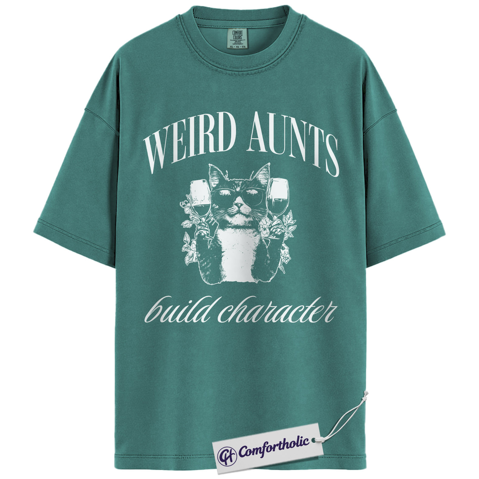 Weird Aunts Shirt, Funny Aunt Humor Graphic Tee, Cat & Wine Lover T-Shirt, Quirky Gift for Aunts, Comfort Colors Shirt - Image 13