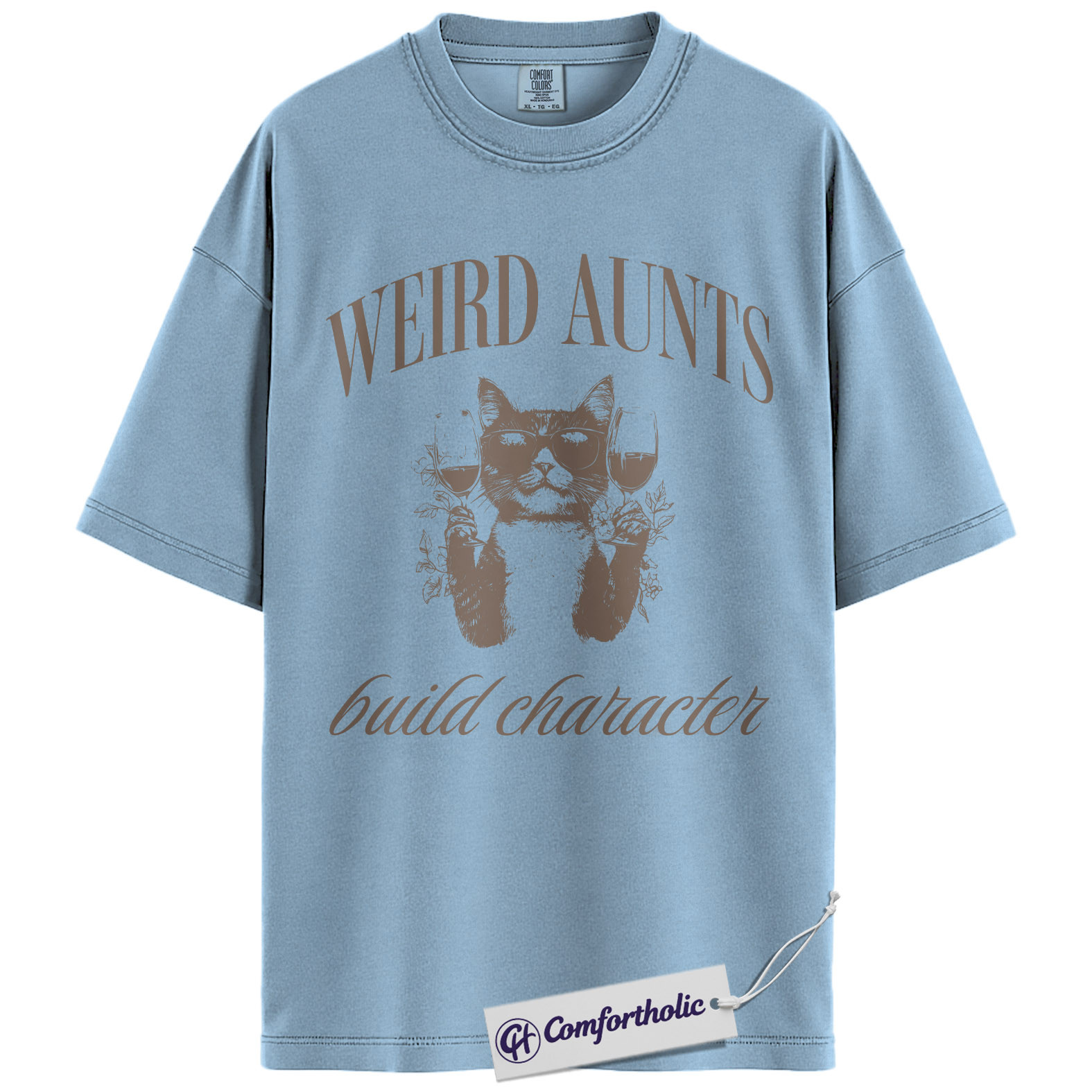 Weird Aunts Shirt, Funny Aunt Humor Graphic Tee, Cat & Wine Lover T-Shirt, Quirky Gift for Aunts, Comfort Colors Shirt - Image 14