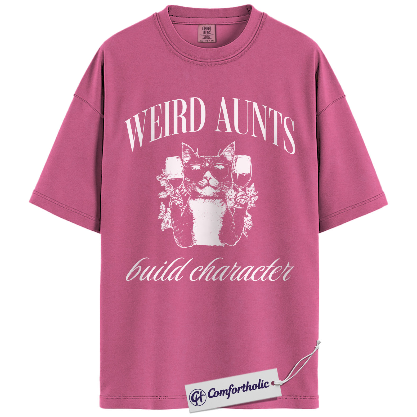 Weird Aunts Shirt, Funny Aunt Humor Graphic Tee, Cat & Wine Lover T-Shirt, Quirky Gift for Aunts, Comfort Colors Shirt - Image 16