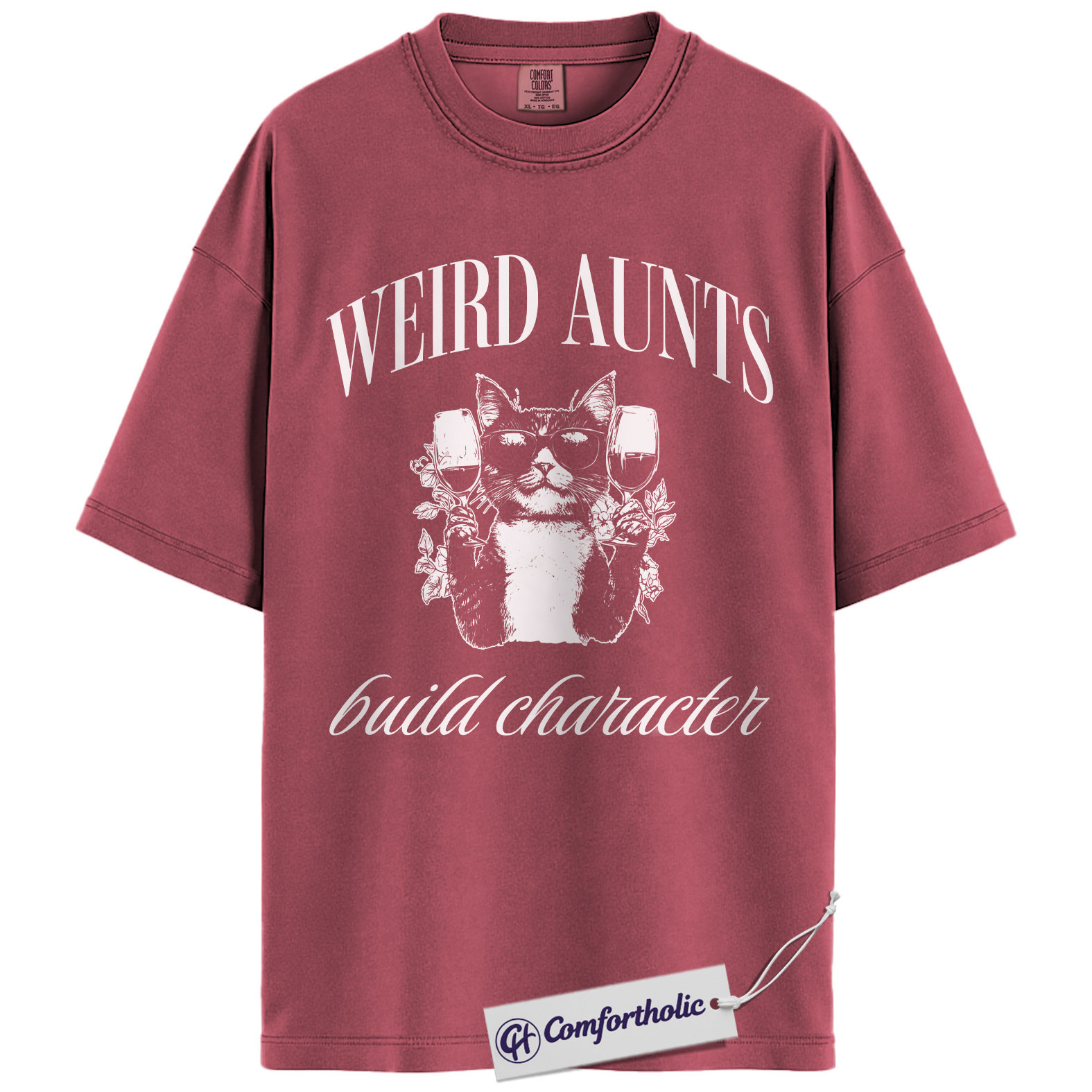 Weird Aunts Shirt, Funny Aunt Humor Graphic Tee, Cat & Wine Lover T-Shirt, Quirky Gift for Aunts, Comfort Colors Shirt - Image 18