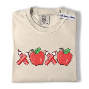 Teacher Valentine Shirt, Cute Apple Pencil Love Graphic Tee, Classroom Valentine T-Shirt, Sweet Teacher Appreciation Gift for Educators, Comfort Colors Shirt