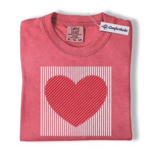Valentine Heart Shirt, Minimalist Love Graphic Tee, Cute Romantic T-Shirt, Valentine Gift for Her, Comfort Colors Shirt