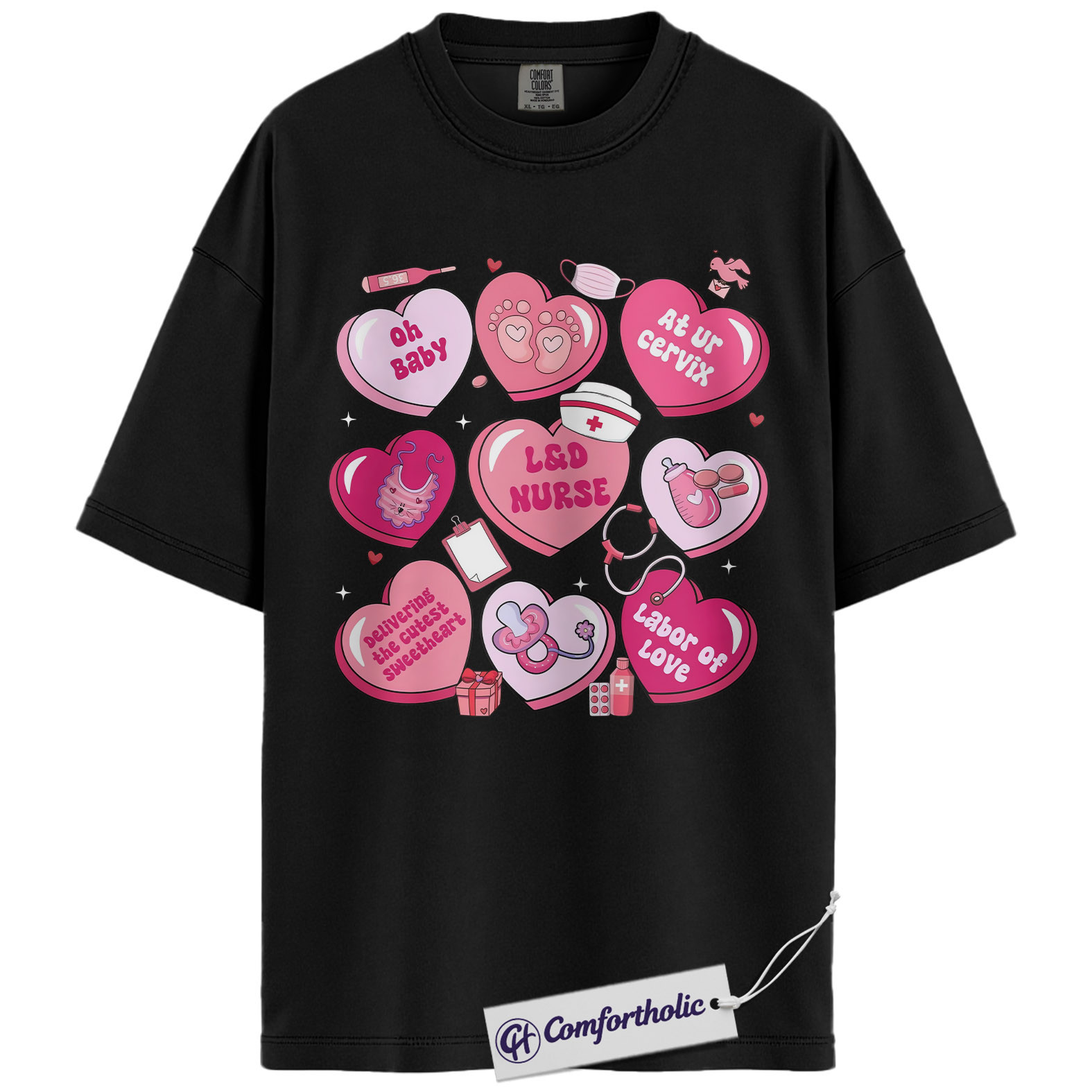Valentine L&D Nurse Shirt, Funny OB Nurse Pun Graphic Tee, Cute Labor & Delivery Appreciation T-Shirt, Gift for Birth Workers, Comfort Colors Shirt - Image 3