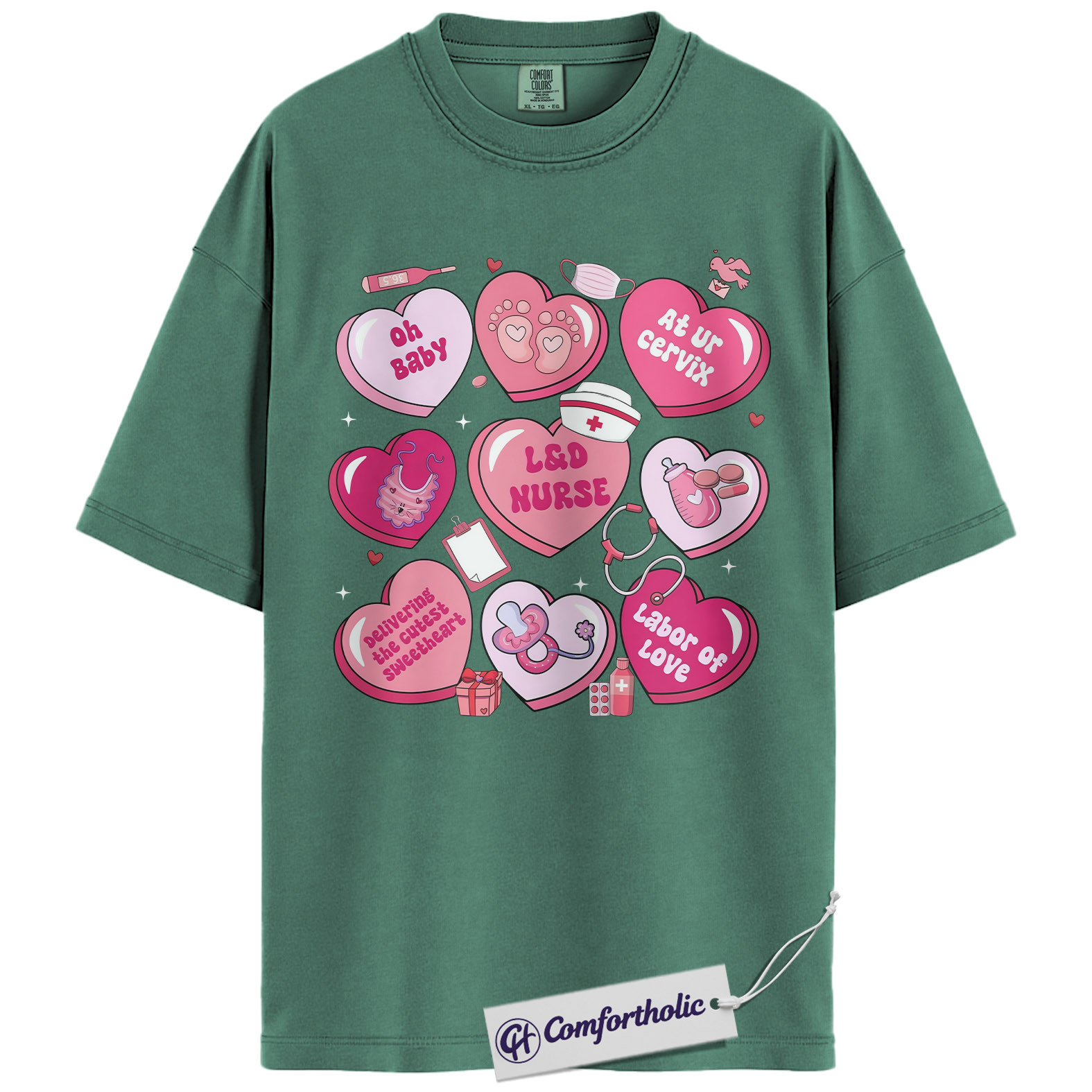 Valentine L&D Nurse Shirt, Funny OB Nurse Pun Graphic Tee, Cute Labor & Delivery Appreciation T-Shirt, Gift for Birth Workers, Comfort Colors Shirt - Image 10