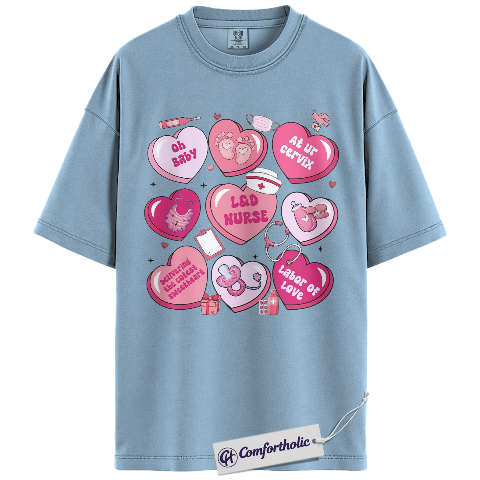Valentine L&D Nurse Shirt, Funny OB Nurse Pun Graphic Tee, Cute Labor & Delivery Appreciation T-Shirt, Gift for Birth Workers, Comfort Colors Shirt - Image 14