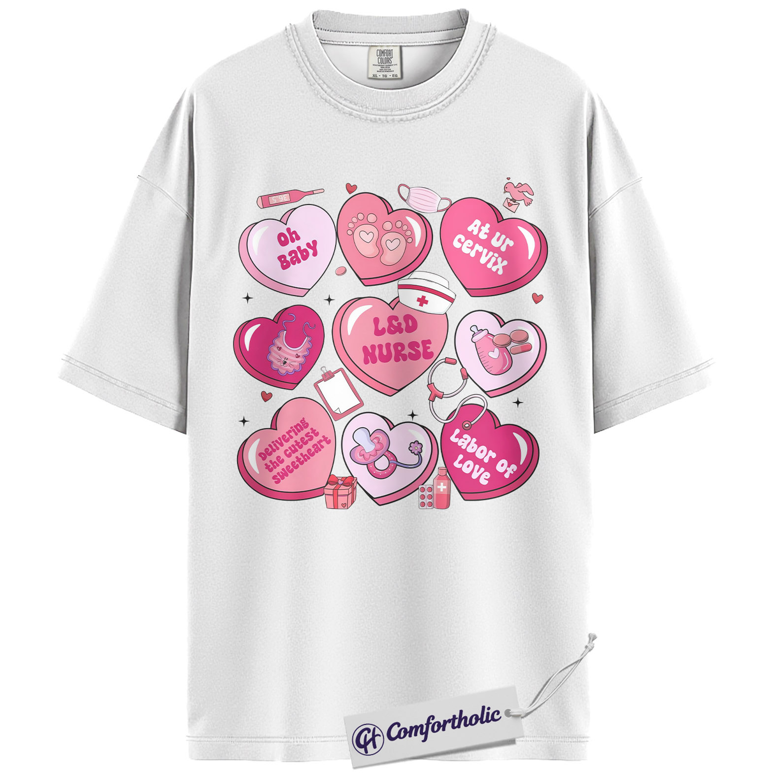Valentine L&D Nurse Shirt, Funny OB Nurse Pun Graphic Tee, Cute Labor & Delivery Appreciation T-Shirt, Gift for Birth Workers, Comfort Colors Shirt - Image 2