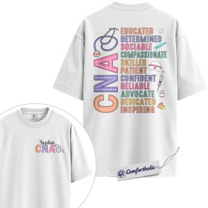Alternative view of Personalized CNA Shirt, Certified Nursing Assistant Graphic Tee, Custom Name Nurse Life T-Shirt, Healthcare Worker Appreciation Gift for CNAs, Comfort Colors Shirt 2-Sided