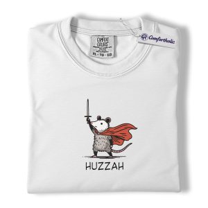 Alternative view of Huzzah Possum Shirt, Funny Medieval Fantasy Animal Graphic Tee, Cute Possum Lover T-Shirt, Renaissance Faire Gift, Comfort Colors Shirt