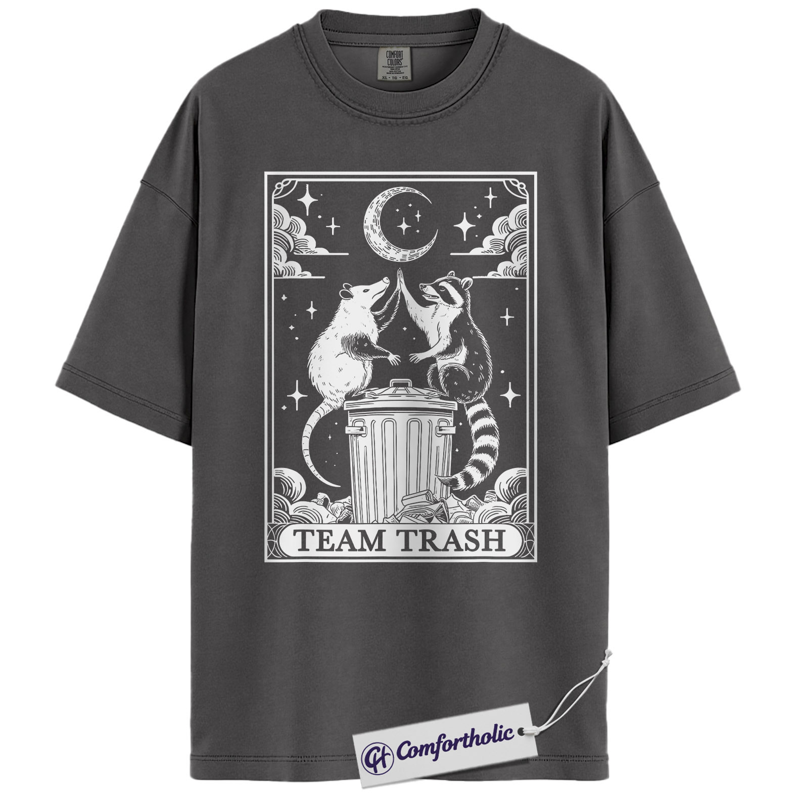 Team Trash Shirt, Funny Raccoon & Possum Graphic Tee, Trash Panda Animal T-Shirt, Celestial Meme Gift for Animal Lovers, Comfort Colors Shirt - Image 3