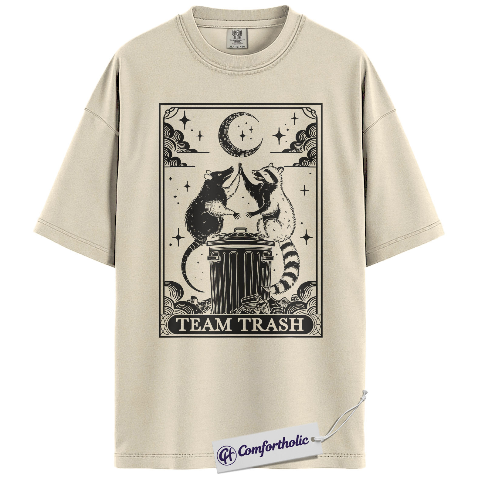 Team Trash Shirt, Funny Raccoon & Possum Graphic Tee, Trash Panda Animal T-Shirt, Celestial Meme Gift for Animal Lovers, Comfort Colors Shirt - Image 4